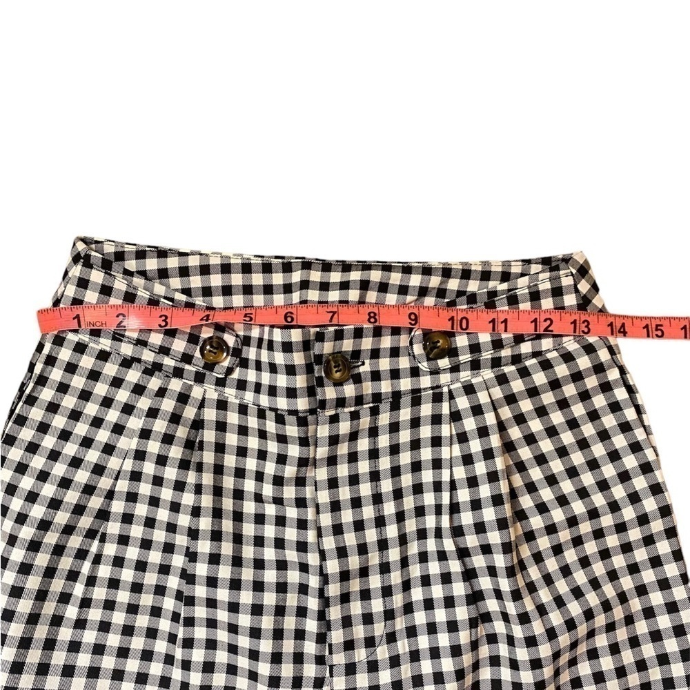 Gingham Print Fold Pleated Pants Size S - Picture 4 of 5